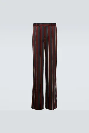 VERSACE High-rise striped straight crÃªpe pants