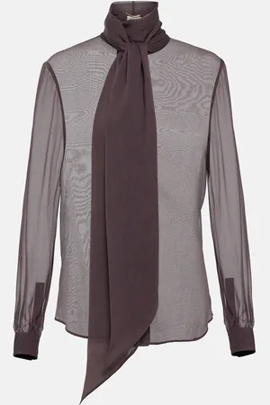 Saint Laurent LavalliÃ¨re silk muslin crÃªpe blouse