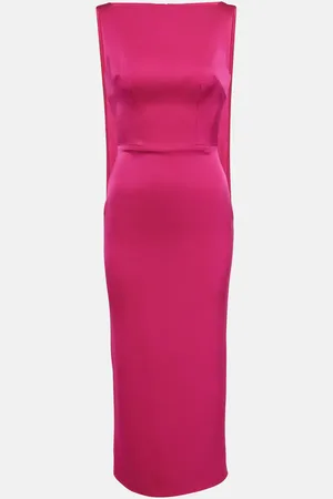 ALEX PERRY Draped satin crÃªpe midi dress