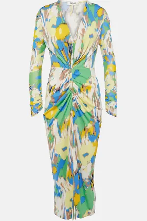Diane von Furstenberg Hades printed ruched jersey midi dress