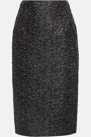 VERSACE Metallic jacquard pencil skirt