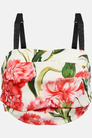 Dolce & Gabbana Floral-printed silk-blend crop top