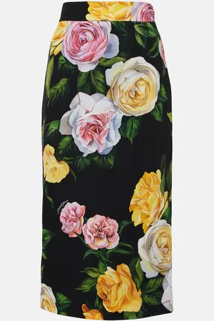 Dolce & Gabbana Floral silk-blend charmeuse midi skirt
