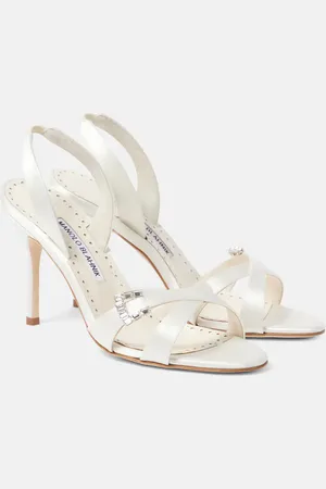 Manolo Blahnik Ramisli embellished satin slingback sandals