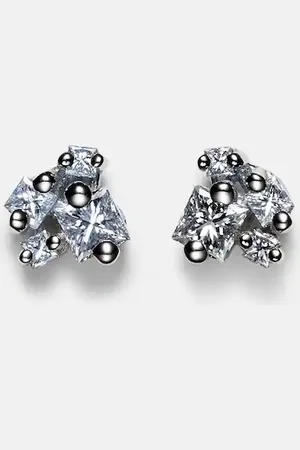 Suzanne Kalan Princess 18kt white gold earrings with diamonds