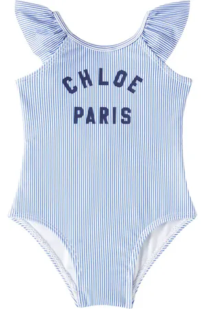 Chloé Baby logo striped swimsuit