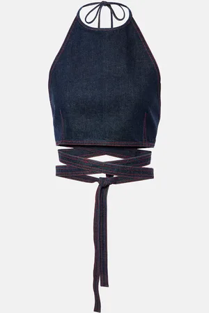 Alaïa Halterneck denim crop top