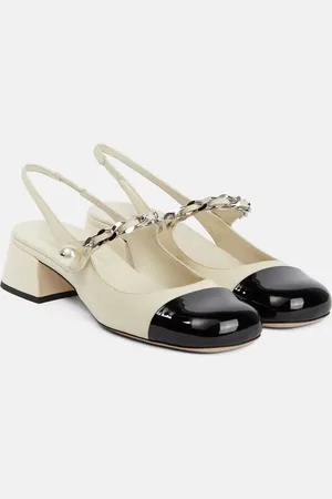 Miu Miu Chain-embellishedt leather slingback pumps