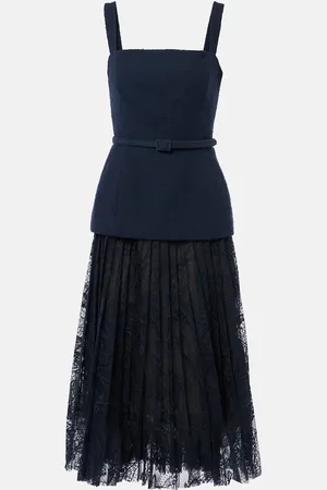 Oscar de la Renta Cotton-blend tweed and guipure maxi dress