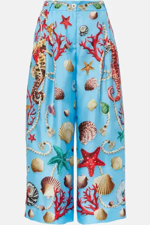 Dolce & Gabbana Capri printed high-rise silk culottes