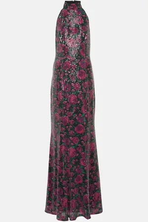 ROTATE Sequined halterneck maxi dress