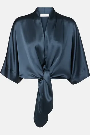 The Sei Gathered silk satin blouse