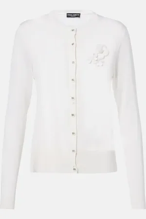 Dolce & Gabbana Floral-appliquÃ© silk cardigan