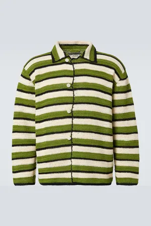 BODE Weedy striped crochet cotton shirt