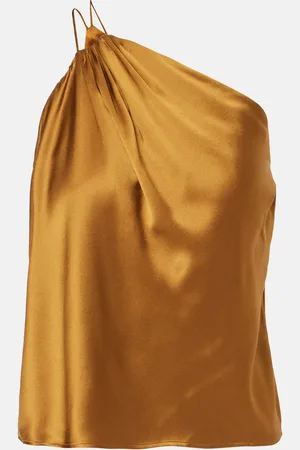 The Sei Draped one-shoulder silk satin top