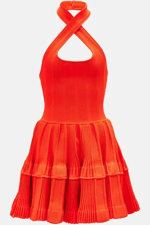 Alaïa Ribbed-knit halterneck minidress