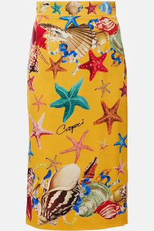 Dolce & Gabbana Capri printed silk-blend midi skirt
