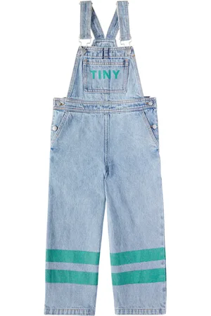 Tiny Cottons Stripes logo denim overalls