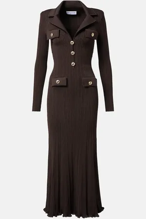 Self-Portrait Ribbed-knit midi dress
