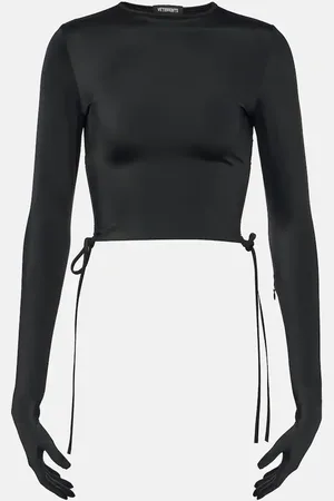 Vetements Tie-waist jersey crop top