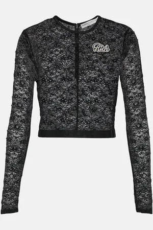 Alessandra Rich Embellished logo crop top