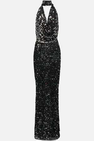 AYA MUSE Bellico sequined halterneck maxi dress