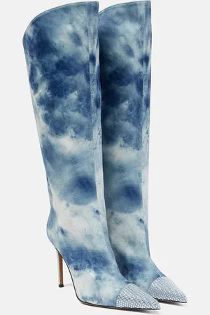 ALEXANDRE VAUTHIER Tie-dye denim knee-high boots