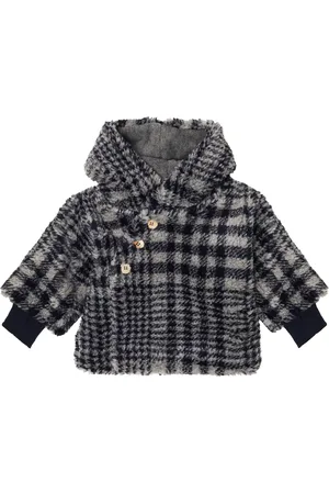 1+ IN THE FAMILY Baby Ethan checked hooded teddy jacket