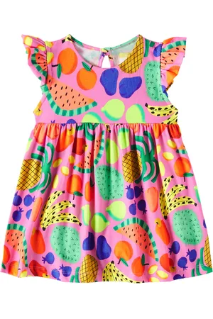 FÁBULA Baby ruffled printed cotton dress