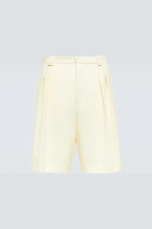 King & Tuckfield Pleated high-rise wide-leg wool shorts