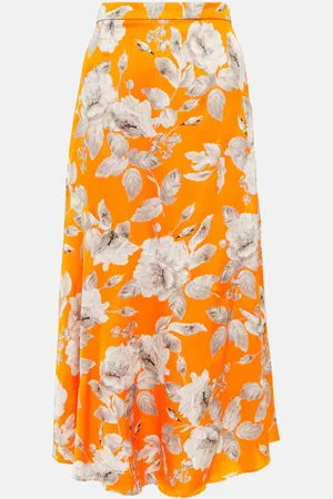 Erdem Griselda floral satin midi skirt