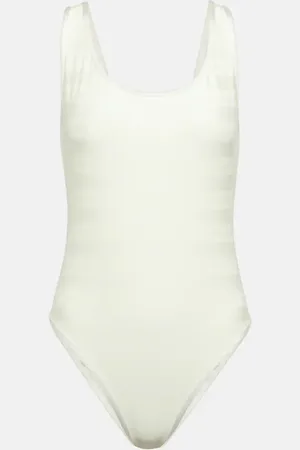 Balmain Logo striped swimsuit