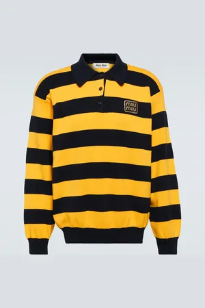 Miu Miu Striped cotton-blend polo sweater