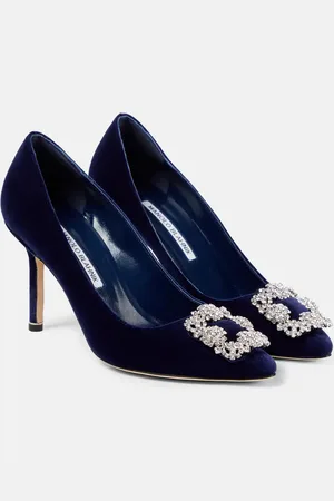 Manolo Blahnik Hangisi 90 embellished velvet pumps
