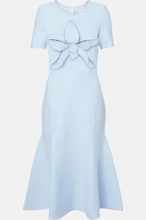 Oscar de la Renta Orchid-appliquÃ© jacquard cocktail dress