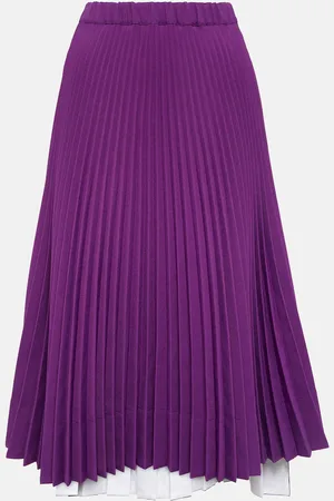 Plan C Pleated jersey midi skirt