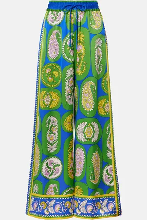 ALÉMAIS Printed silk satin wide-leg pants