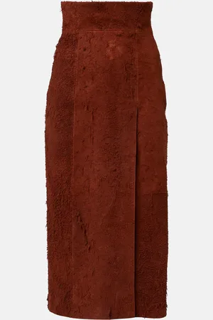 Alexander McQueen High-rise suede midi skirt