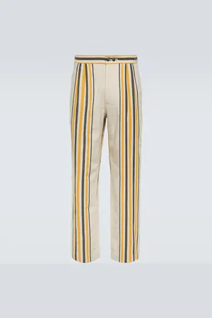 BODE Striped mid-rise cotton straight pants
