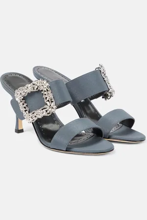 Manolo Blahnik Gable Jewel embellished CrÃªpe de Chine sandals