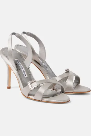 Manolo Blahnik Ramisli embellished satin slingback sandals