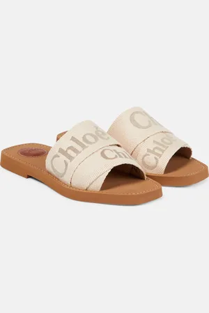 Chloé Woody canvas slides