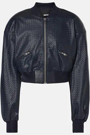 ROTATE Braided faux leather bomber jacket