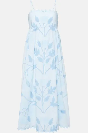 Juliet Dunn Scalloped floral cotton midi dress