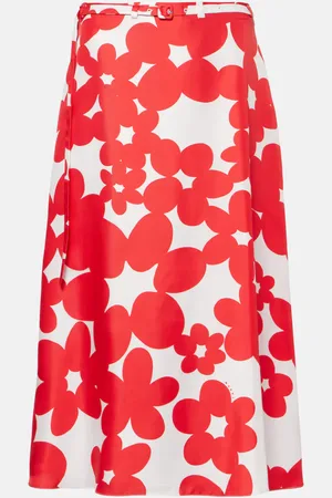 Marni Printed silk midi skirt