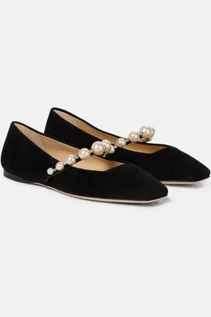 Jimmy Choo Ade embellished suede ballet flats