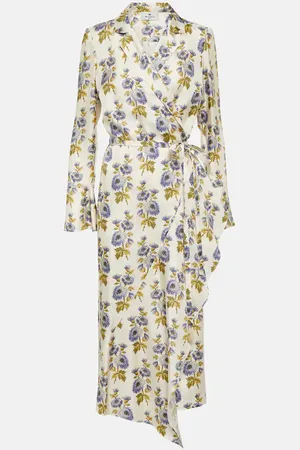 Etro Floral silk-blend twill midi wrap dress