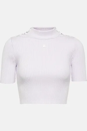 Courrèges Logo ribbed-knit crop top