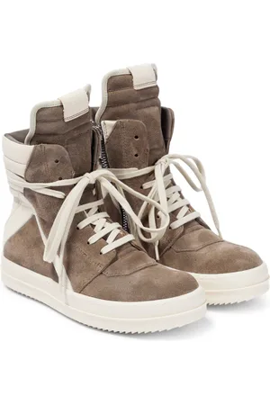 Rick Owens Geobasket suede and leather high-top sneakers