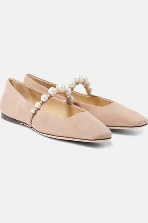 Jimmy Choo Ade embellished suede Mary Jane flats